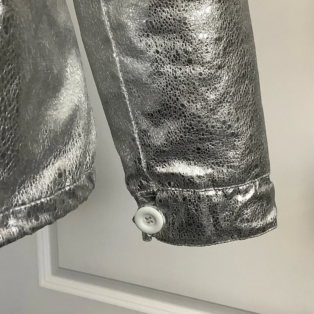 Silver Faux Fur Hooded Jacket, Size M - Picture 4 of 13